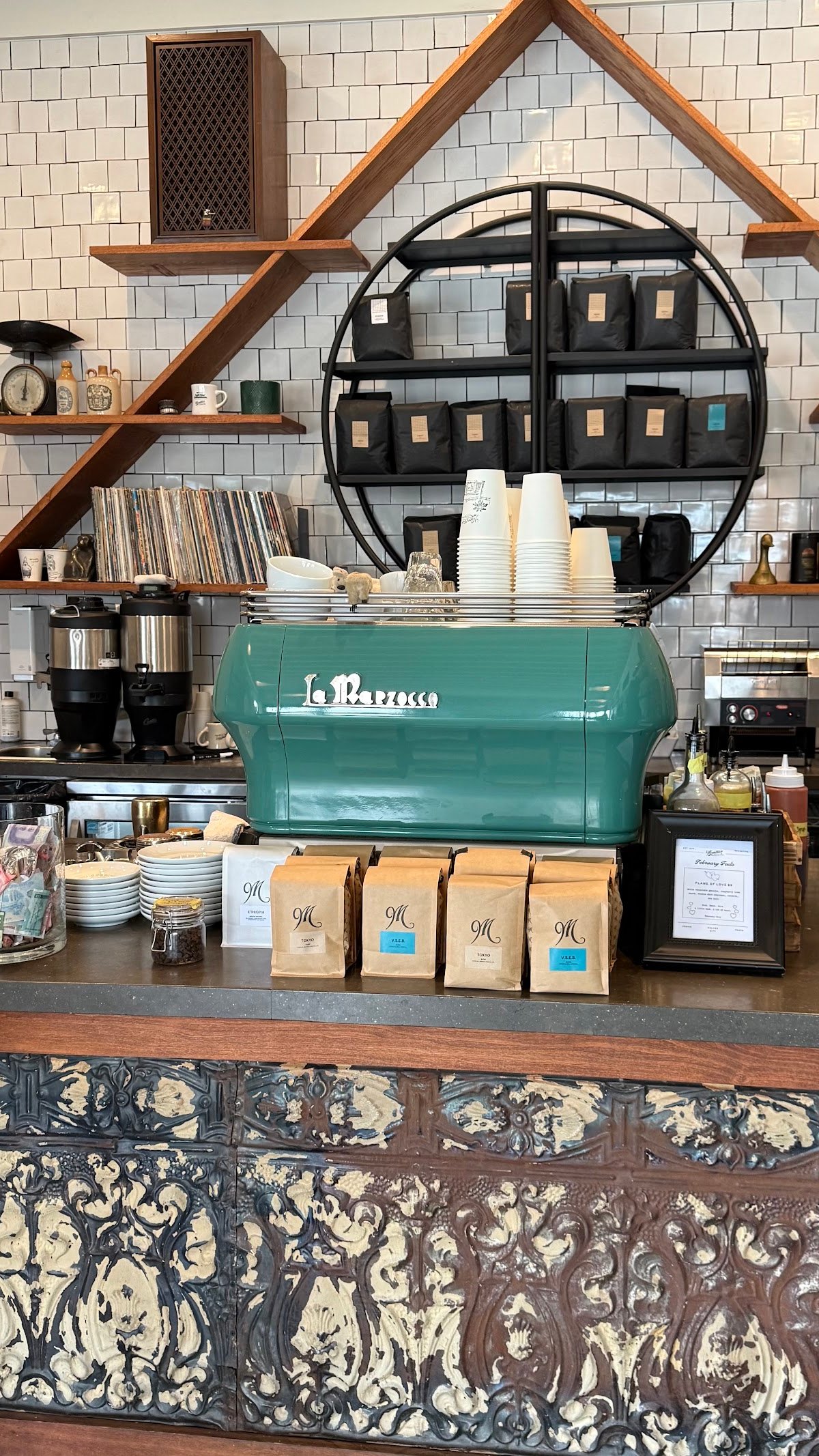 Interior of Menotti's Coffee Stop, specialty coffee shop in Los Angeles
