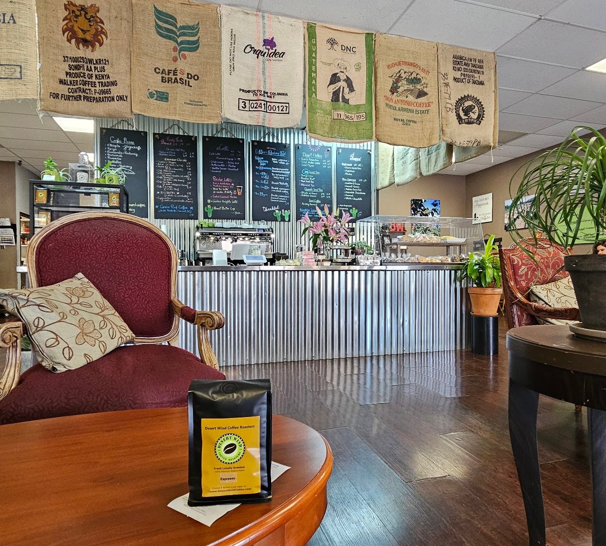 Interior of Desert Wind Coffee Roasters, specialty coffee shop in Las Vegas