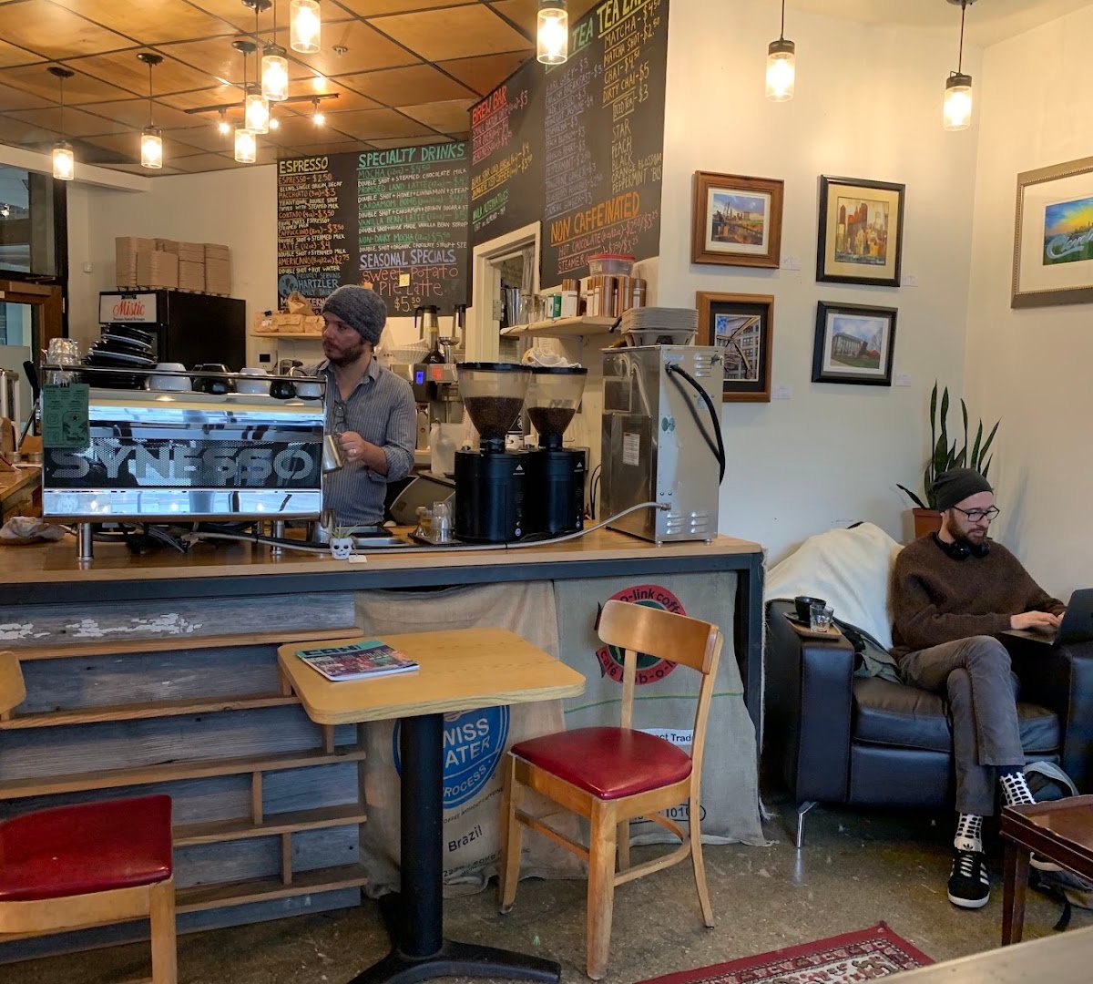 Interior of Rising Star Coffee Roasters, specialty coffee shop in Cleveland