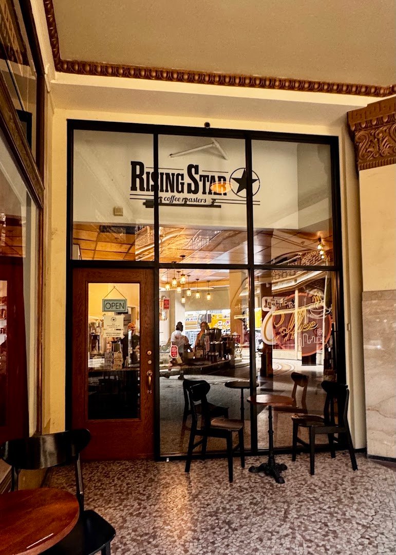 Storefront of Rising Star Coffee Roasters, specialty coffee shop in Cleveland