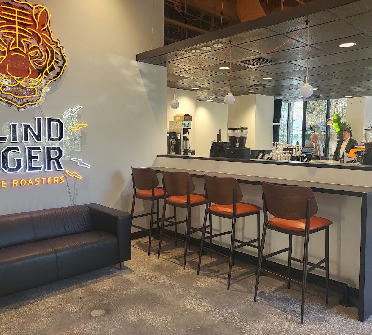 Interior of Blind Tiger Coffee Roasters, specialty coffee shop in Tampa-St. Petersburg