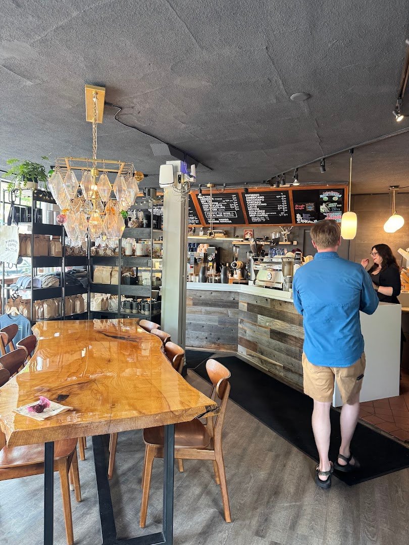 Interior of Fireroast Coffee, specialty coffee shop in Minneapolis