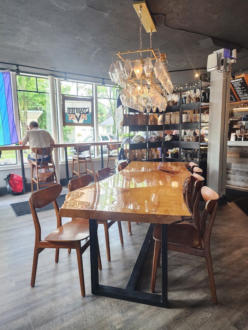 Interior of Fireroast Coffee, specialty coffee shop in Minneapolis