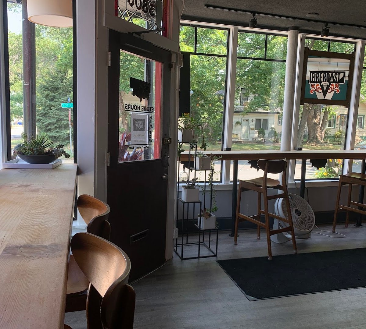 Interior of Fireroast Coffee, specialty coffee shop in Minneapolis