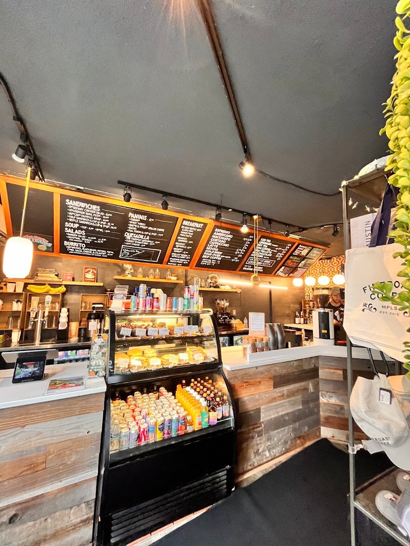 Interior of Fireroast Coffee, specialty coffee shop in Minneapolis