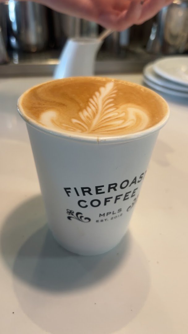 Coffee at Fireroast Coffee, specialty coffee shop in Minneapolis