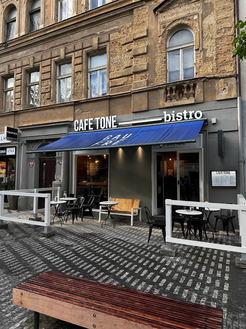 Storefront of CAFE TONE BISTRO, specialty coffee shop in Prague
