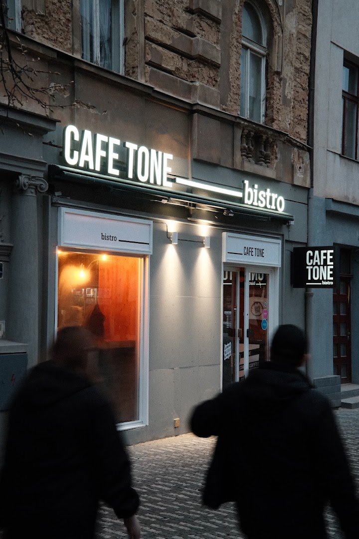 Storefront of CAFE TONE BISTRO, specialty coffee shop in Prague