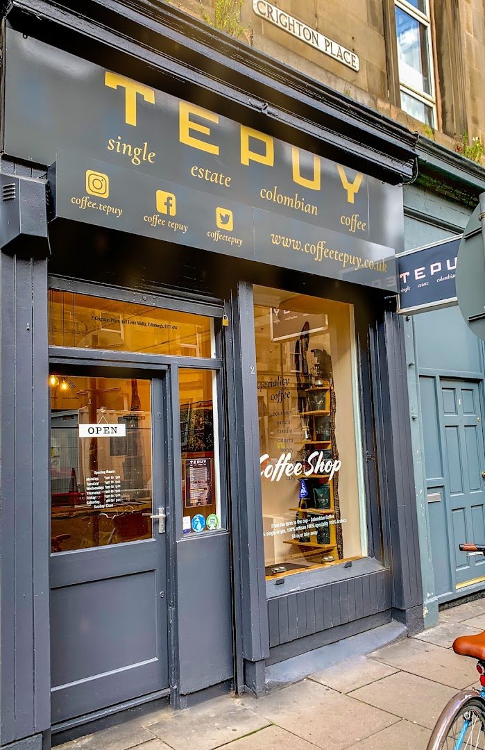 Storefront of Coffee Tepuy | Cafe | Specialty Colombian Coffee shop in Edinburgh UK, specialty coffee shop in Edinburgh