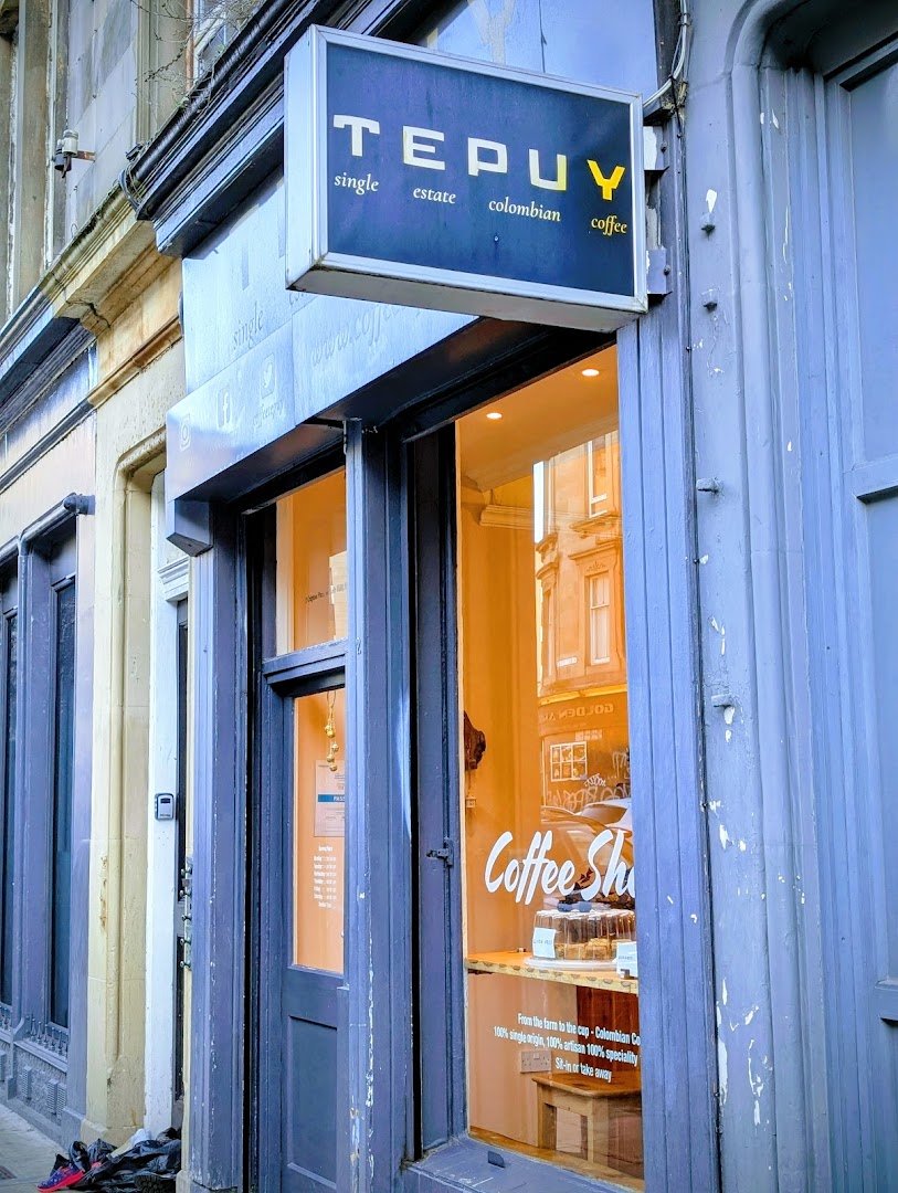 Storefront of Coffee Tepuy | Cafe | Specialty Colombian Coffee shop in Edinburgh UK, specialty coffee shop in Edinburgh