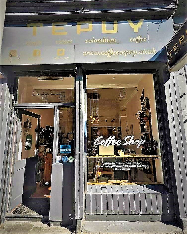 Storefront of Coffee Tepuy | Cafe | Specialty Colombian Coffee shop in Edinburgh UK, specialty coffee shop in Edinburgh