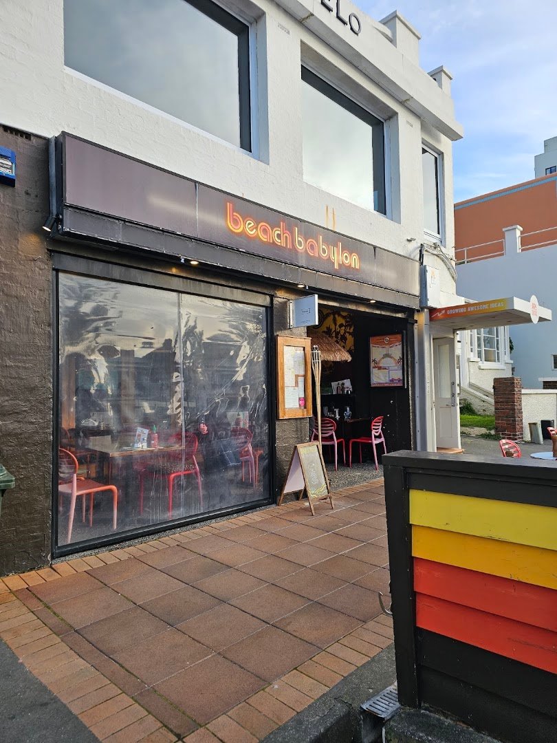 Storefront of Beach Babylon, specialty coffee shop in Wellington