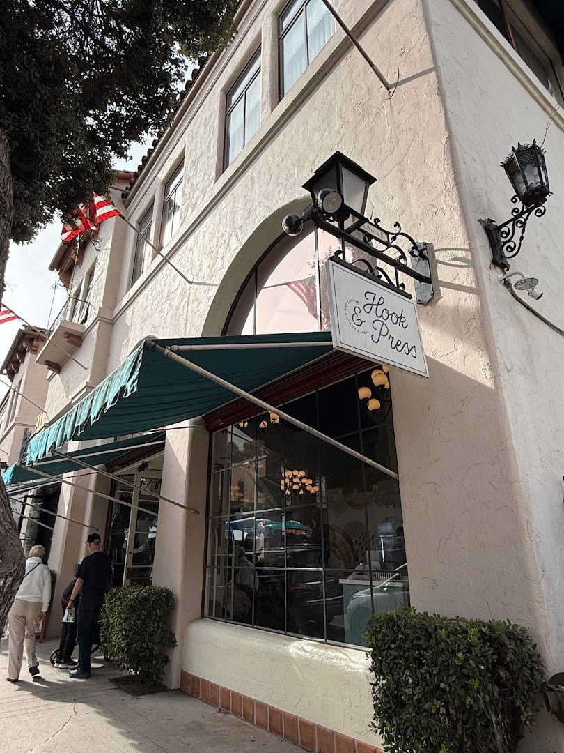 Storefront of Hook & Press Donuts, specialty coffee shop in Santa Barbara