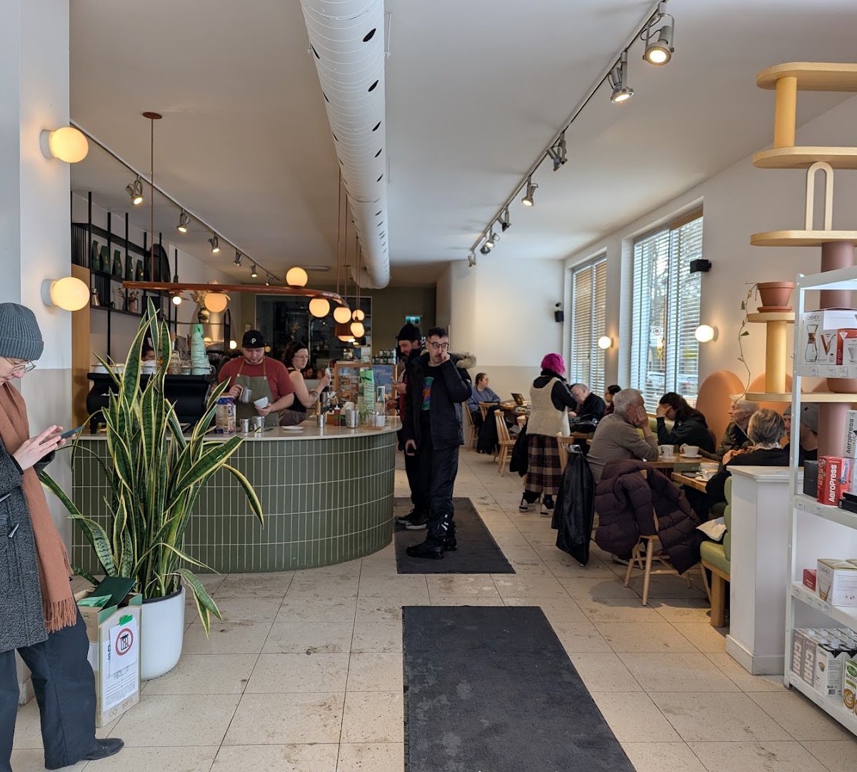 Interior of Café Pista, specialty coffee shop in Montreal