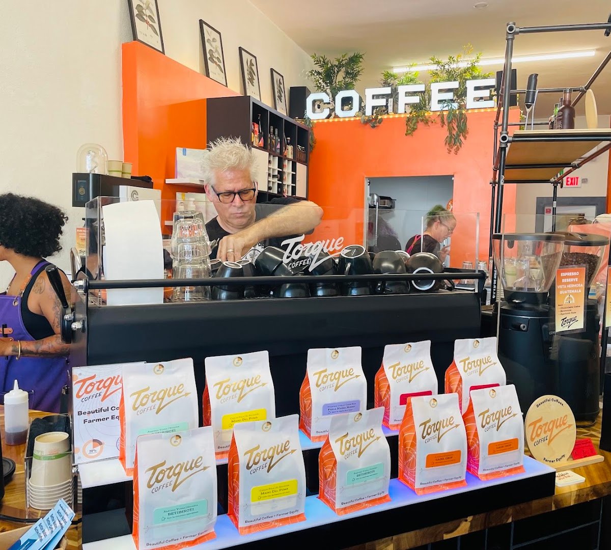 Interior of Torque Coffee, specialty coffee shop in San Diego