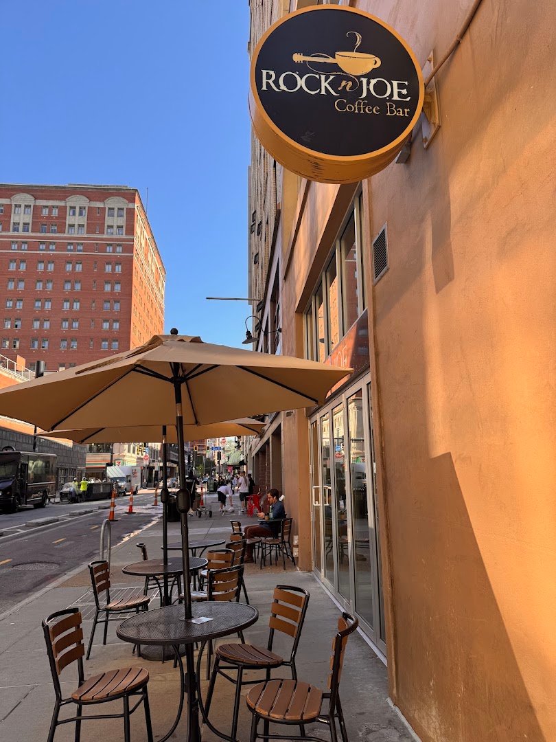 Storefront of Rock 'n' Joe Coffee (Penn Ave), specialty coffee shop in Pittsburgh