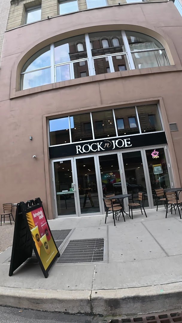 Storefront of Rock 'n' Joe Coffee (Penn Ave), specialty coffee shop in Pittsburgh