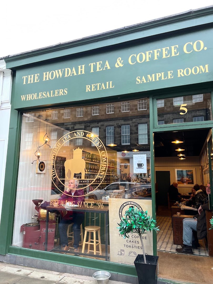 Storefront of The Howdah Tea and Coffee Company, specialty coffee shop in Edinburgh