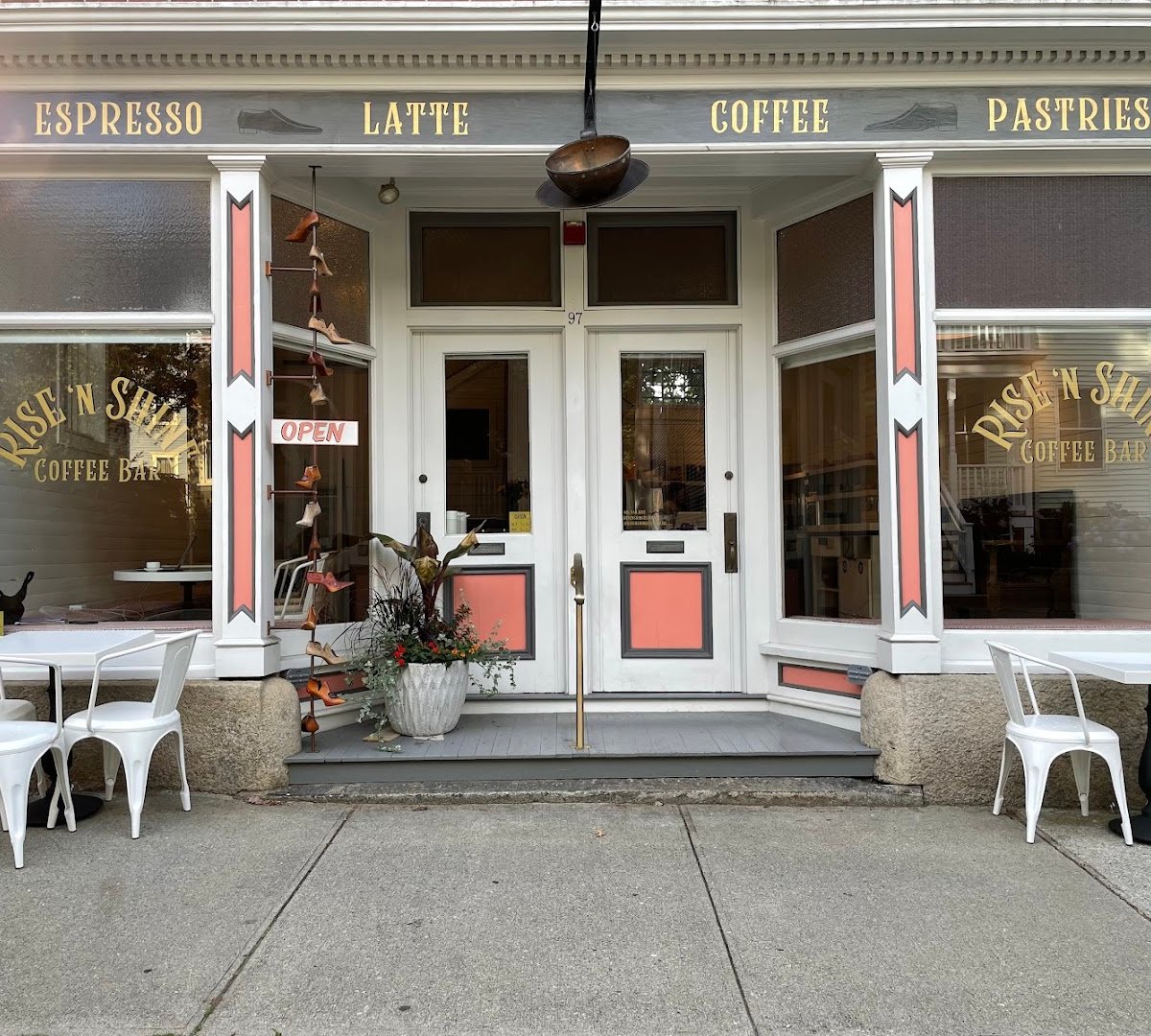Storefront of Rise 'n Shine Coffee Bar, specialty coffee shop in Providence