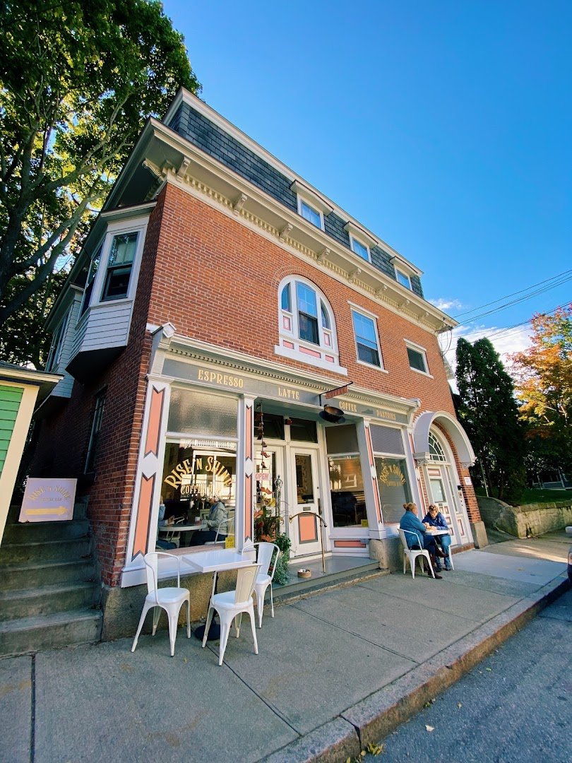 Storefront of Rise 'n Shine Coffee Bar, specialty coffee shop in Providence