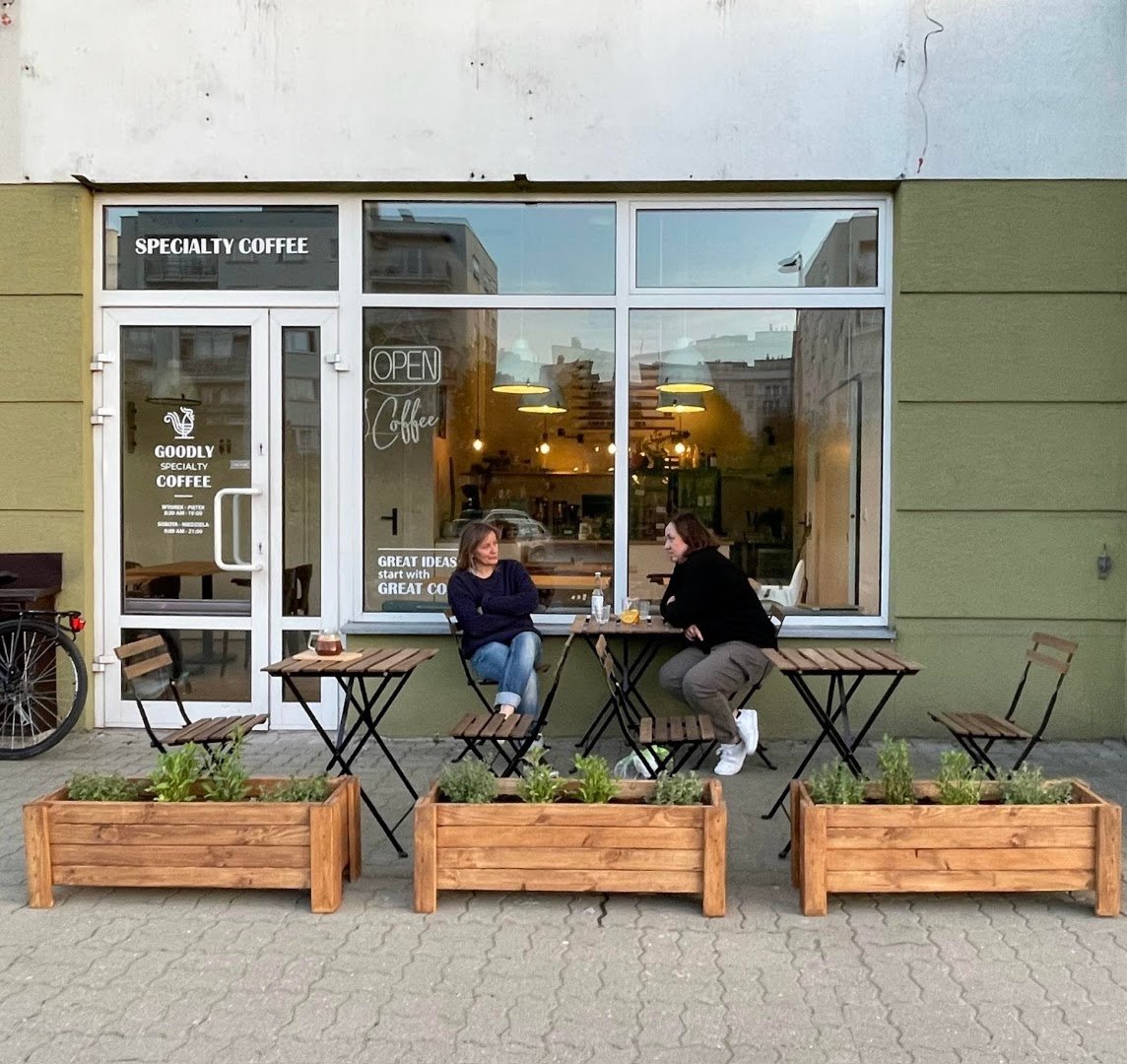 Storefront of Goodly Specialty Coffee, specialty coffee shop in Warsaw