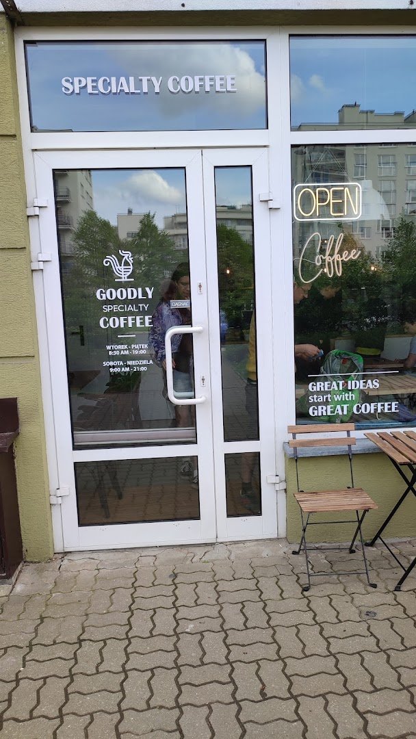 Storefront of Goodly Specialty Coffee, specialty coffee shop in Warsaw