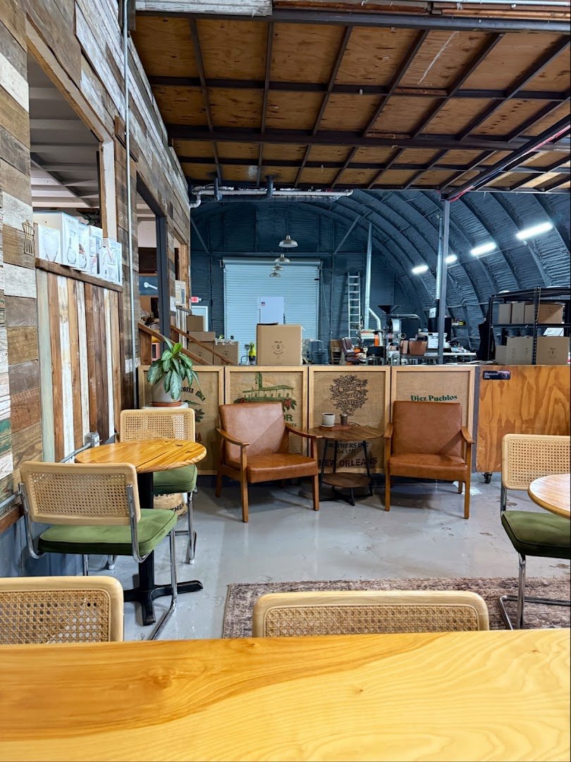 Interior of Mojo Coffee Roasters, specialty coffee shop in New Orleans