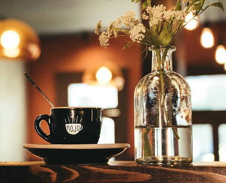 Interior of Mojo Coffee Roasters, specialty coffee shop in New Orleans