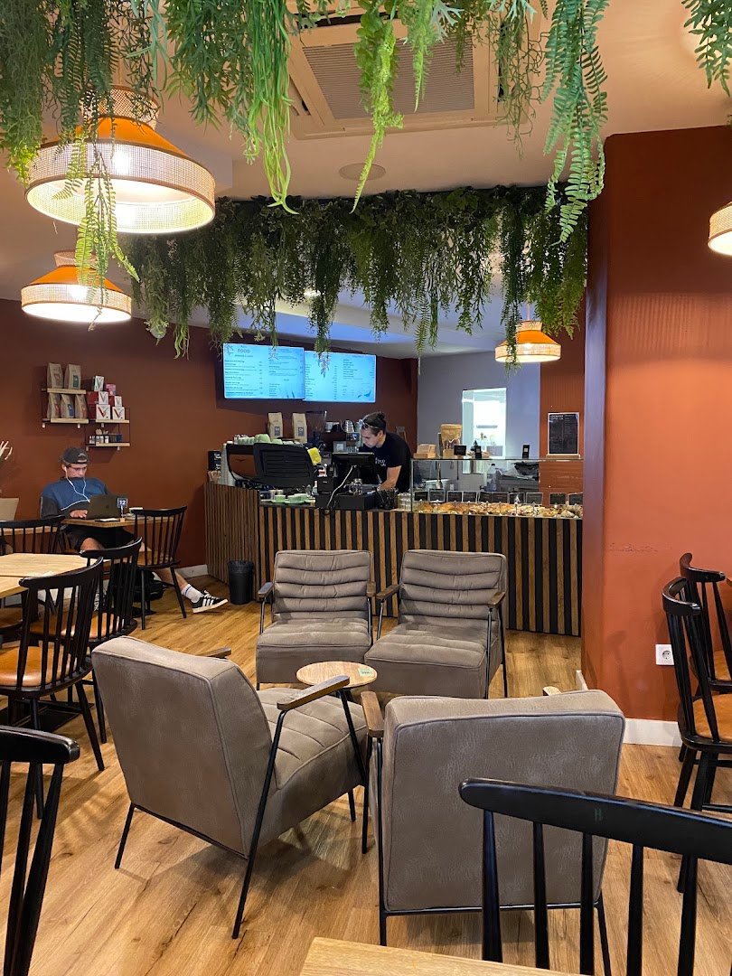 Interior of Copenhagen Coffee Lab, specialty coffee shop in Lisbon