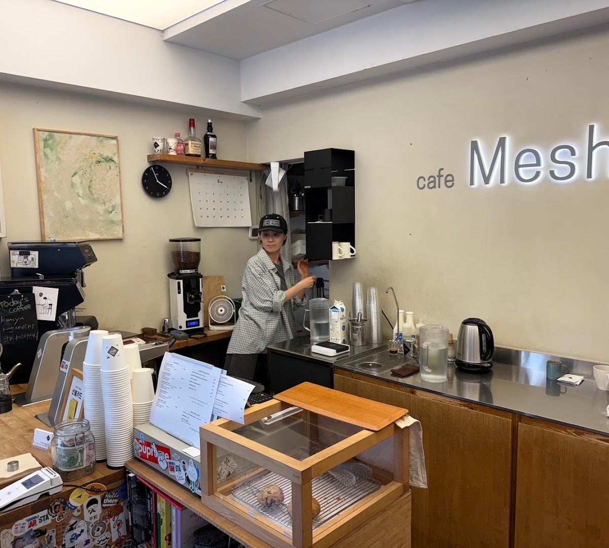 Interior of Mesh Coffee, specialty coffee shop in Seoul