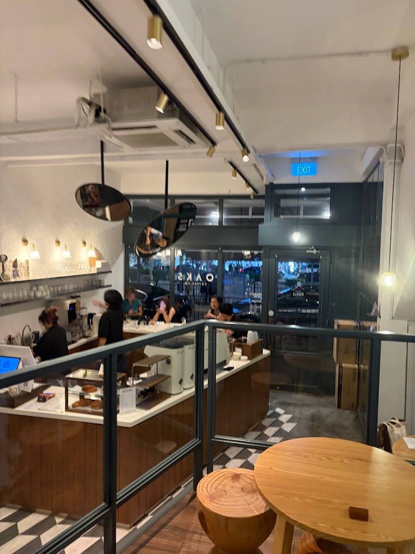 Interior of Oaks Coffee Co., specialty coffee shop in Singapore