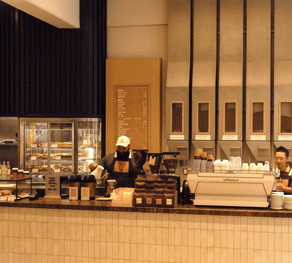 Interior of Allpress Roastery, specialty coffee shop in Auckland