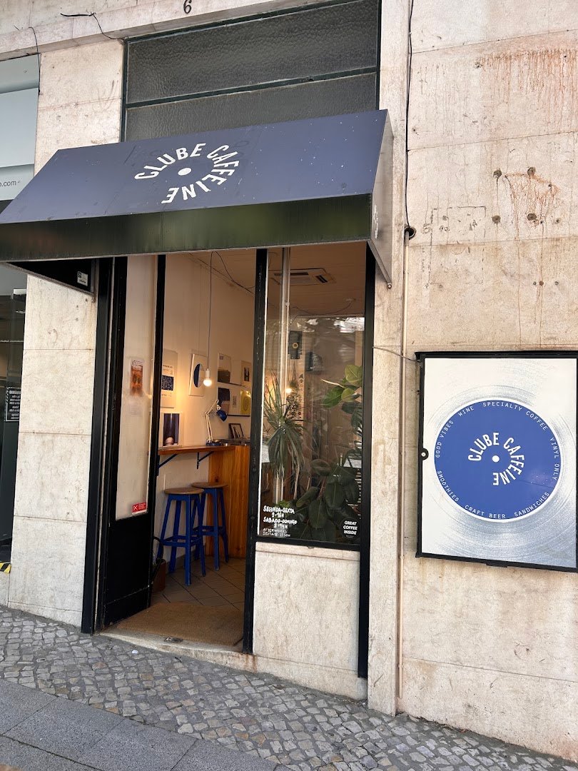 Storefront of Clube Caffeine, specialty coffee shop in Lisbon
