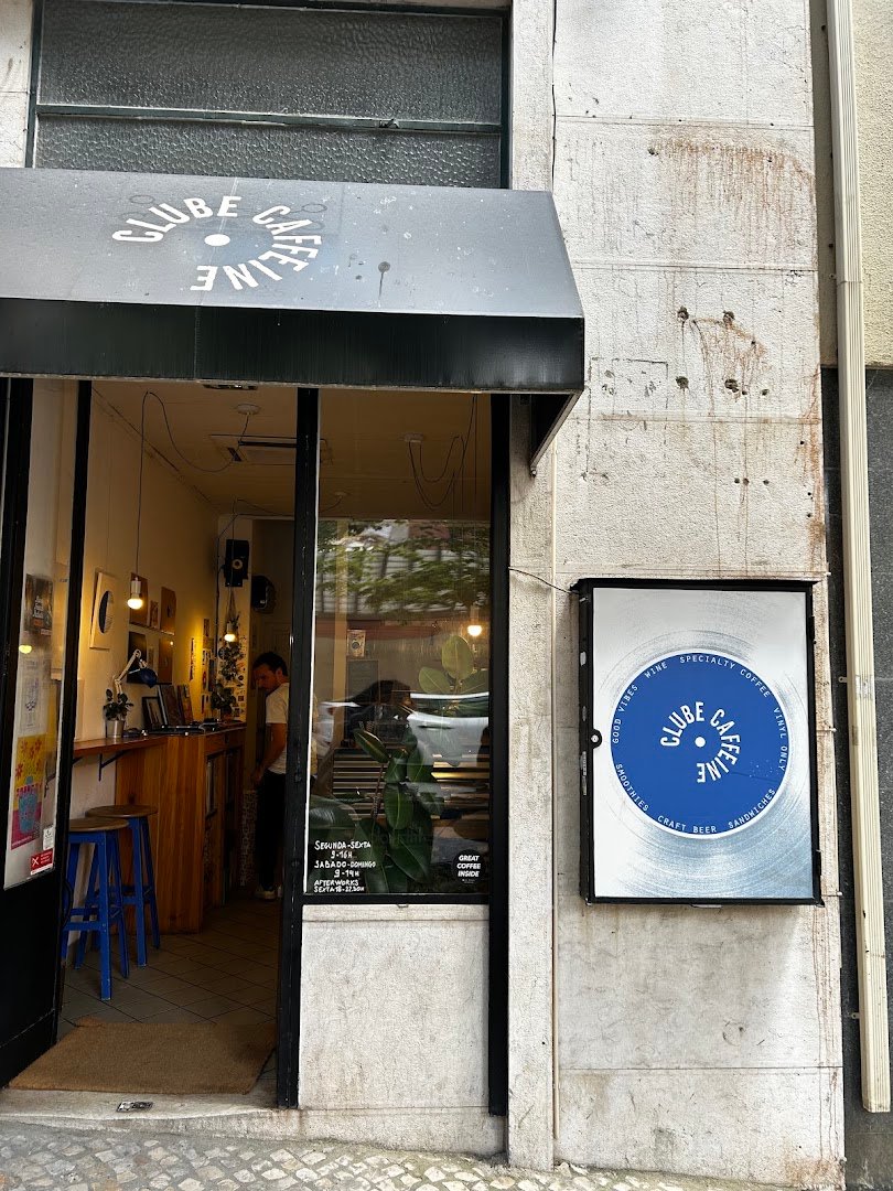 Storefront of Clube Caffeine, specialty coffee shop in Lisbon