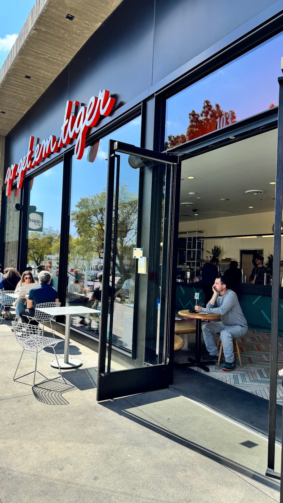 Storefront of Go Get Em Tiger, specialty coffee shop in Los Angeles