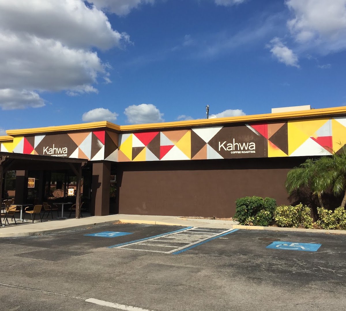 Storefront of Kahwa Coffee, specialty coffee shop in Tampa-St. Petersburg