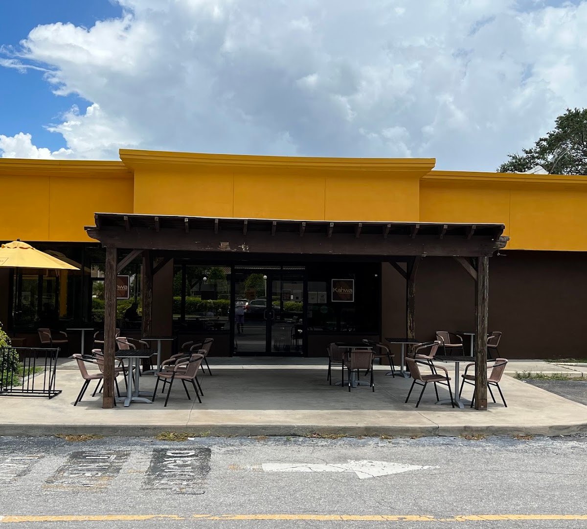 Storefront of Kahwa Coffee, specialty coffee shop in Tampa-St. Petersburg