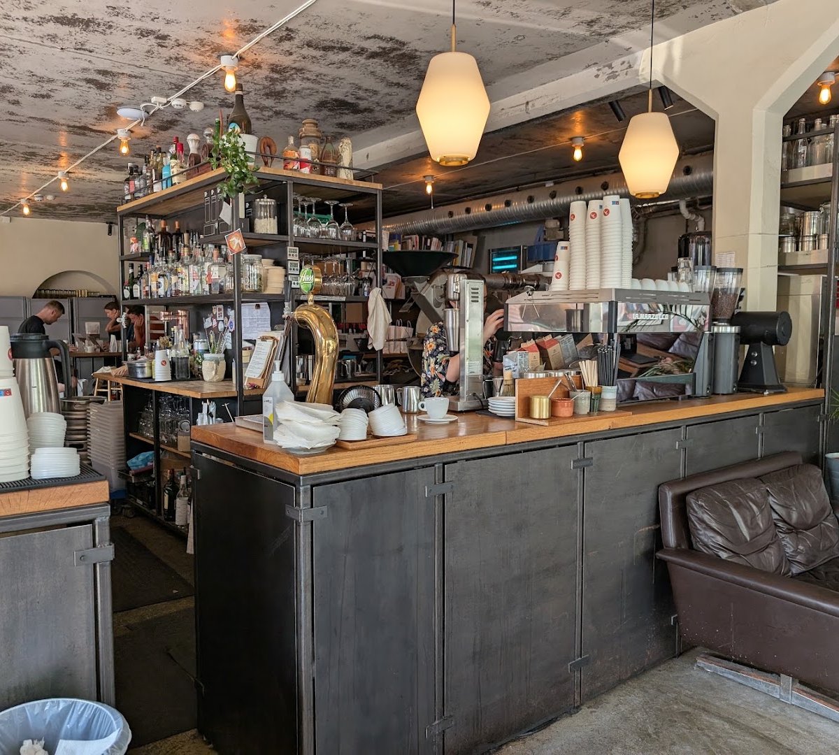 Interior of Fuglen Coffee Roasters, specialty coffee shop in Oslo