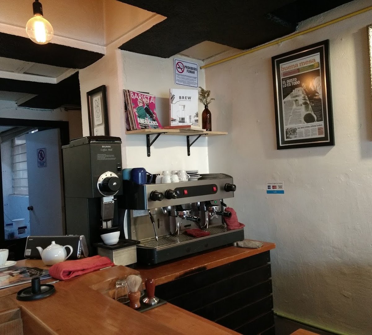 Interior of Pólvora Café, specialty coffee shop in Mexico City