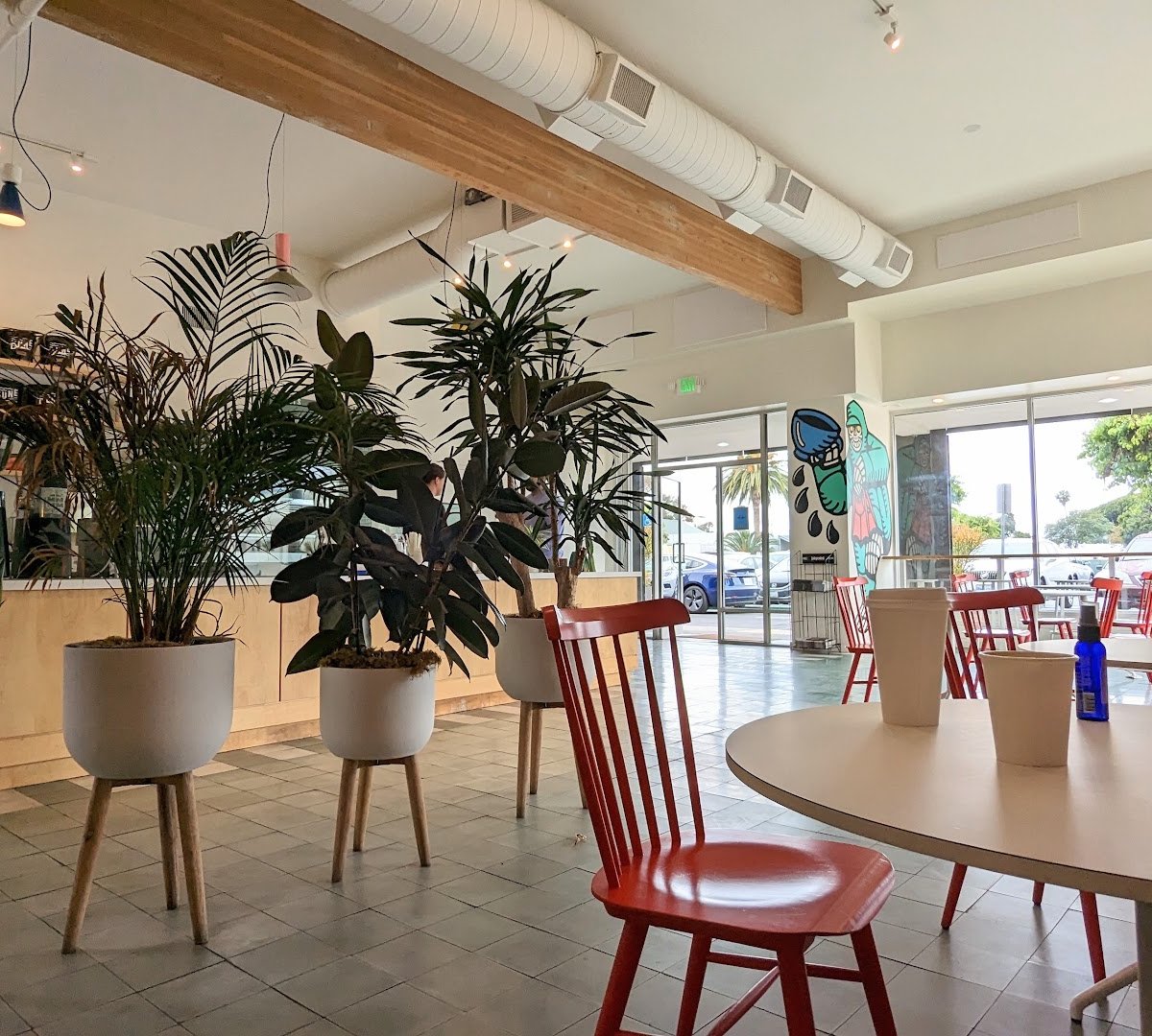 Interior of Dune Coffee Roasters, specialty coffee shop in Santa Barbara