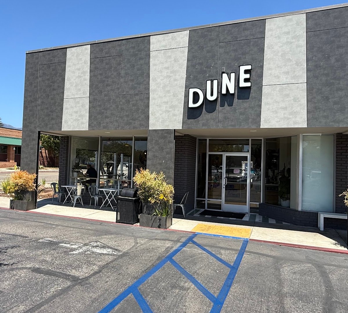 Storefront of Dune Coffee Roasters, specialty coffee shop in Santa Barbara
