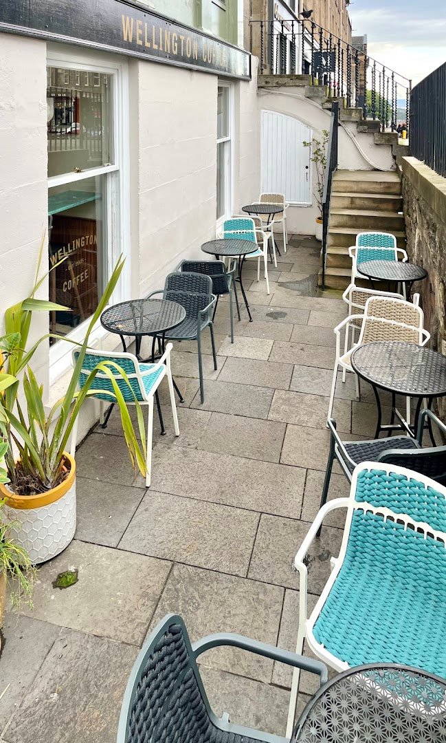 Storefront of Wellington Coffee, specialty coffee shop in Edinburgh