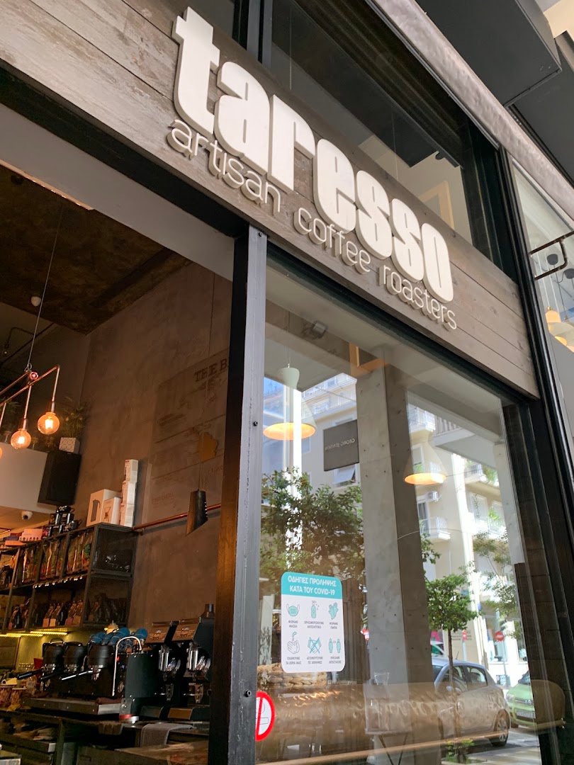 Storefront of Taresso, specialty coffee shop in Athens