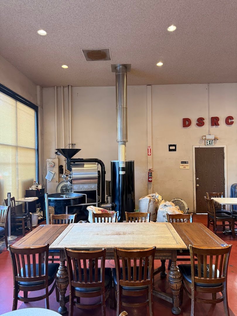 Interior of Dana Street Roasting Company, specialty coffee shop in San Jose