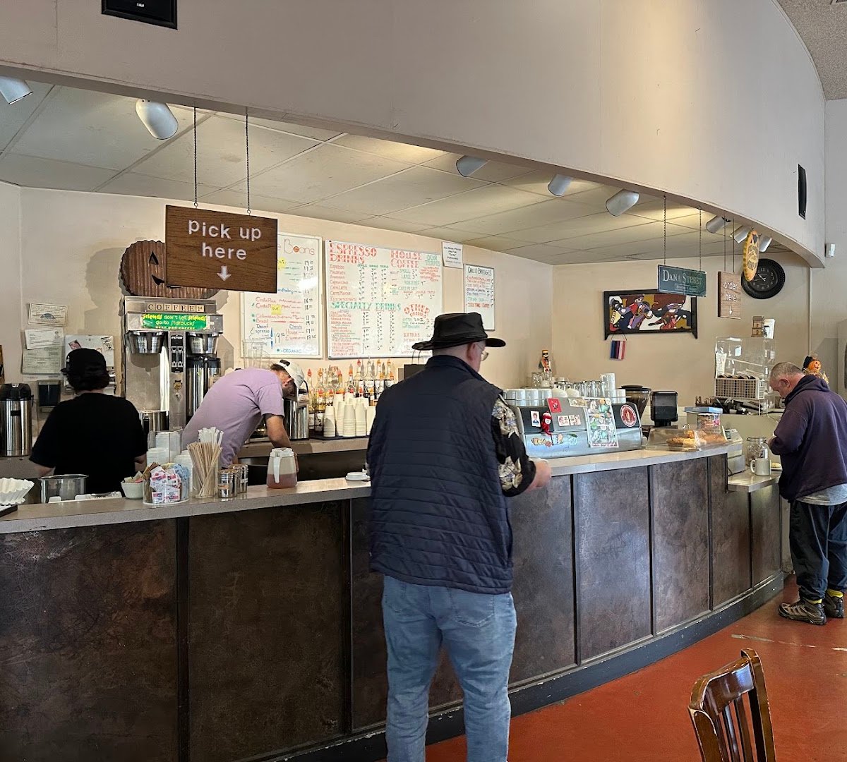 Interior of Dana Street Roasting Company, specialty coffee shop in San Jose