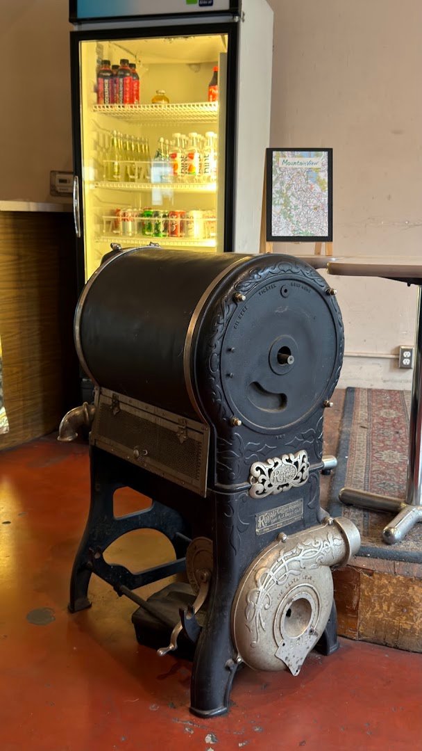 Interior of Dana Street Roasting Company, specialty coffee shop in San Jose