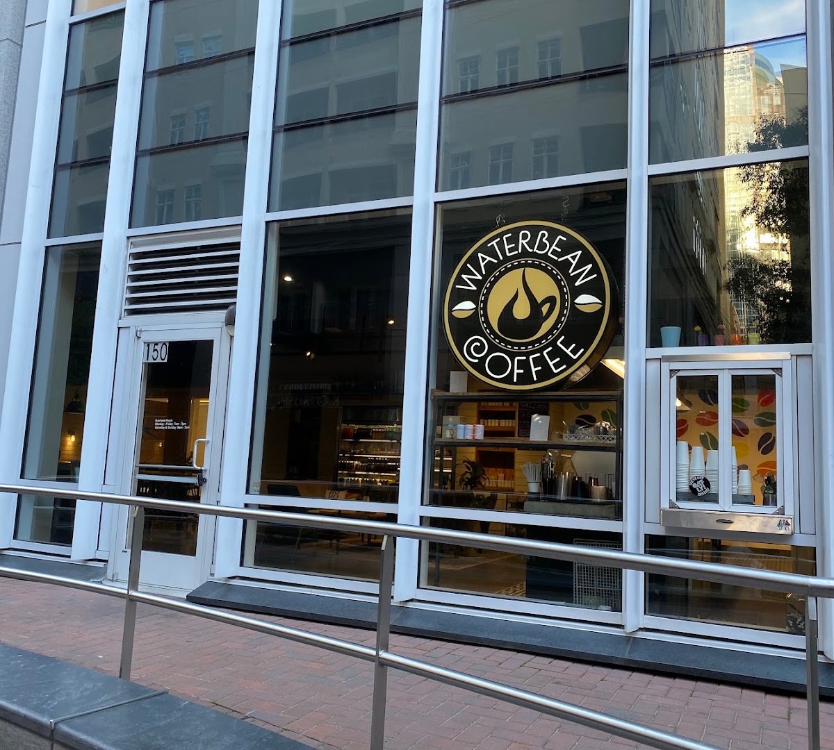 Storefront of Waterbean Coffee, specialty coffee shop in Charlotte