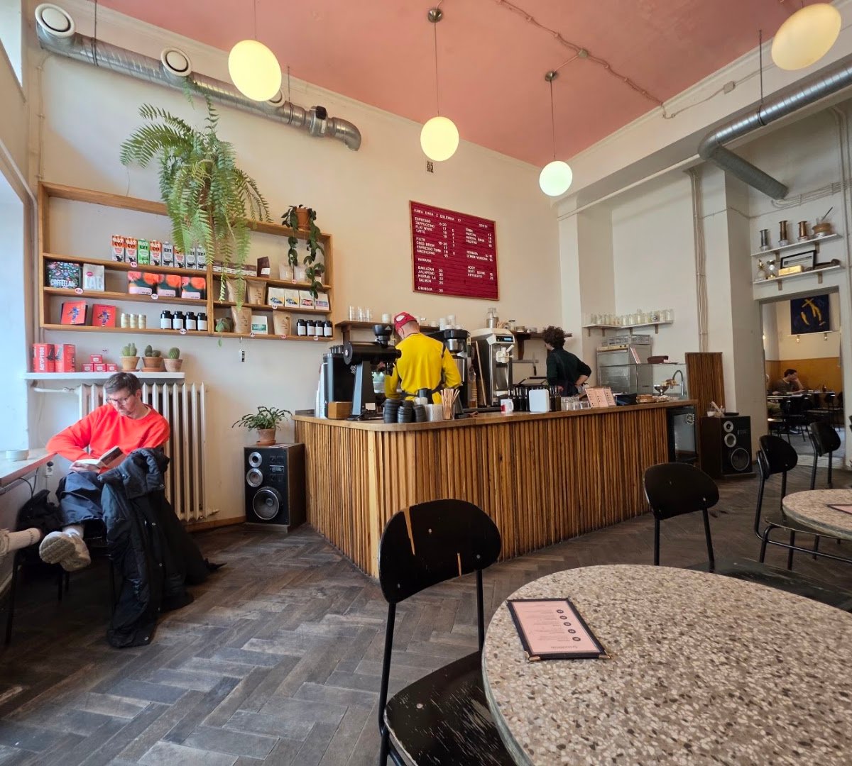 Interior of Forum, specialty coffee shop in Warsaw