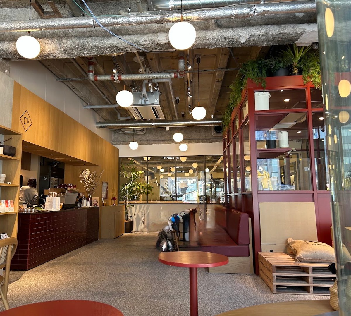 Interior of KITASANDO COFFEE ROASTERY, specialty coffee shop in Tokyo