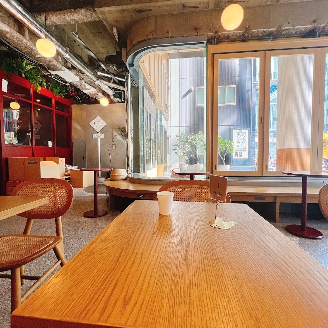 Interior of KITASANDO COFFEE ROASTERY, specialty coffee shop in Tokyo